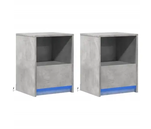 Naktsskapīši Ar Led, 2 Gab., Betona Pelēki, Inženierijas Koks Vidaxl