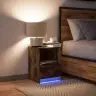 Naktsskapītis Ar Led, Ozolkoka Krāsā, Inženierijas Koks Vidaxl