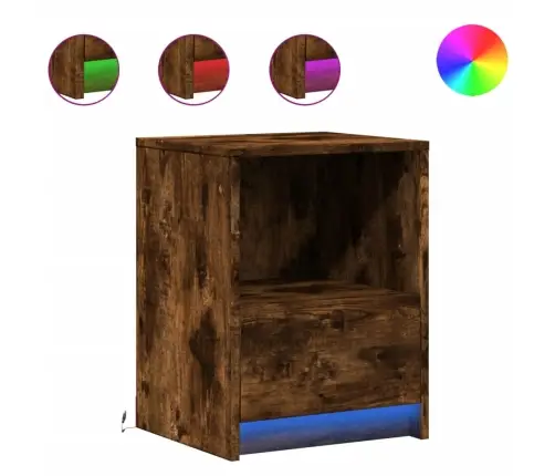 Öökapid Led-Valgustusega 2 Tk, Suitsutatud Tamm, Tehispuit