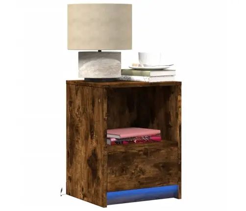 Öökapid Led-Valgustusega 2 Tk, Suitsutatud Tamm, Tehispuit