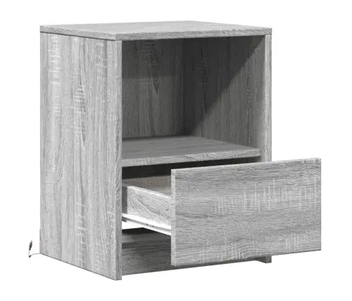 Naktsskapīši Ar Led, 2 Gab., Pelēki, Inženierijas Koks Vidaxl