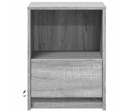 Naktsskapīši Ar Led, 2 Gab., Pelēki, Inženierijas Koks Vidaxl