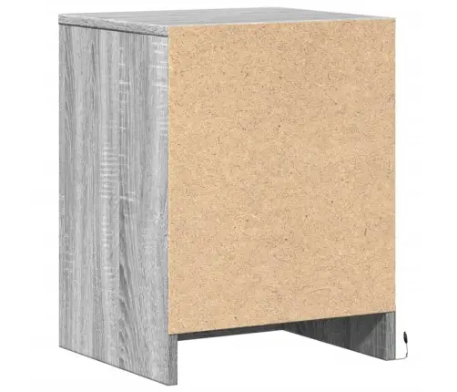 Naktsskapīši Ar Led, 2 Gab., Pelēki, Inženierijas Koks Vidaxl