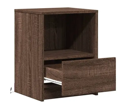 Naktsskapītis Ar Led, Ozolkoka Krāsā, Inženierijas Koks Vidaxl