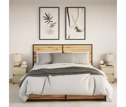 Öökapid Led-Valgustusega 2 Tk, Sonoma Tamm, Tehispuit