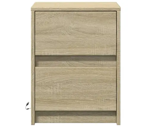 Öökapid Led-Valgustusega 2 Tk, Sonoma Tamm, Tehispuit