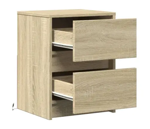 Öökapid Led-Valgustusega 2 Tk, Sonoma Tamm, Tehispuit