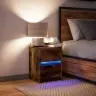 Naktsskapītis Ar Led, Ozolkoka Krāsā, Inženierijas Koks Vidaxl