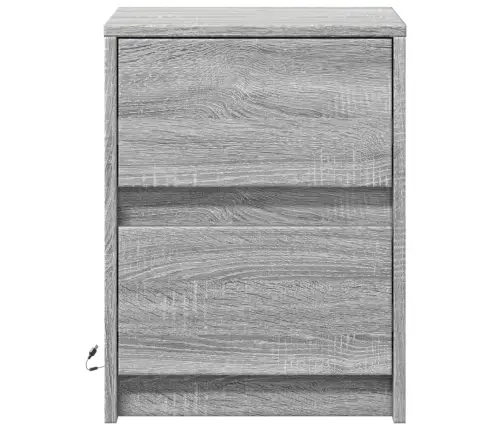 Naktinės Spintelės Su Led Lemputėmis, 2Vnt., Pilkos, Mediena