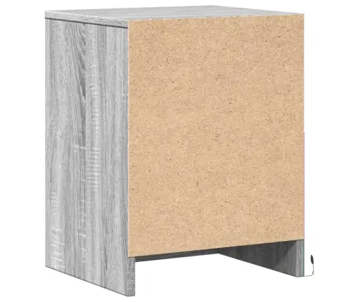 Naktinės Spintelės Su Led Lemputėmis, 2Vnt., Pilkos, Mediena