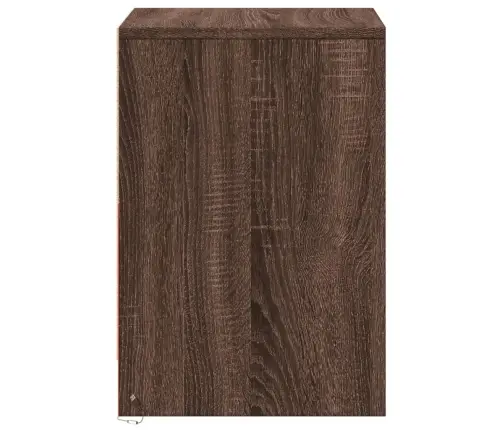 Naktinės Spintelės Su Led Lemputėmis, 2Vnt., Rudos, Mediena