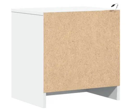 Naktsskapītis Ar Led Apgaismojumu, Balts, Inženierijas Koks Vidaxl