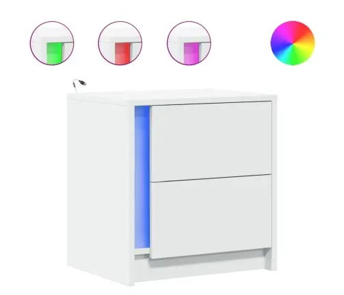 Öökapid Led-Valgustusega 2 Tk, Valge, Tehispuit