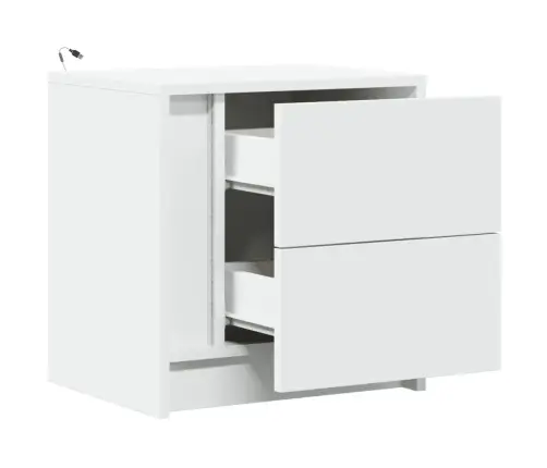 Öökapid Led-Valgustusega 2 Tk, Valge, Tehispuit