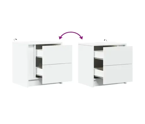 Öökapid Led-Valgustusega 2 Tk, Valge, Tehispuit