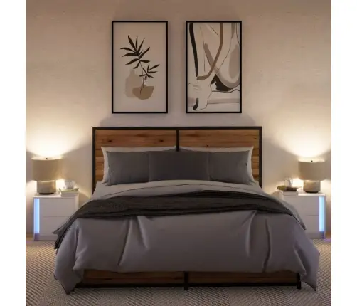 Öökapid Led-Valgustusega 2 Tk, Valge, Tehispuit