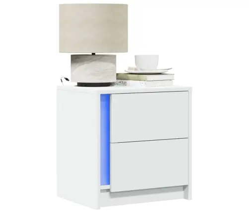 Öökapid Led-Valgustusega 2 Tk, Valge, Tehispuit