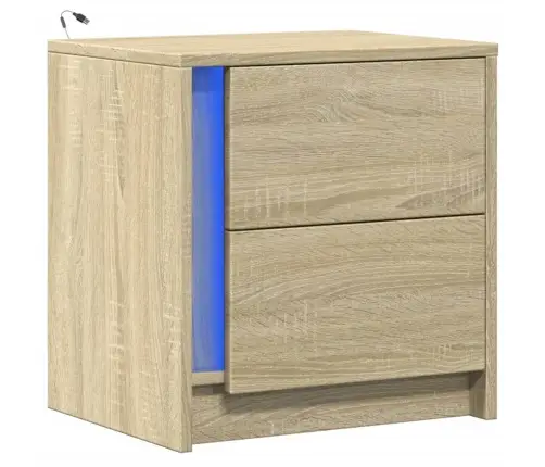 Öökapid Led-Valgustusega, Sonoma Tamm, Tehispuit