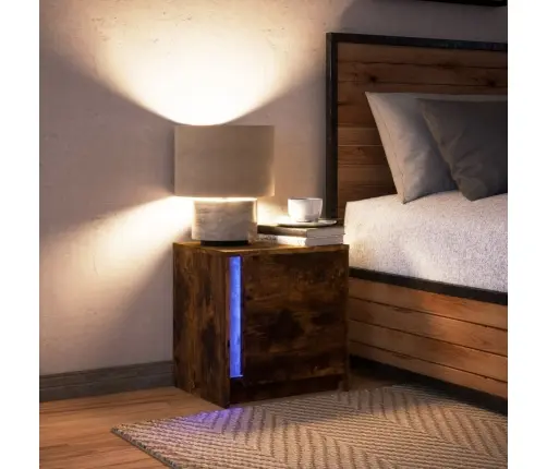 Naktsskapītis Ar Led, Ozolkoka Krāsā, Inženierijas Koks Vidaxl
