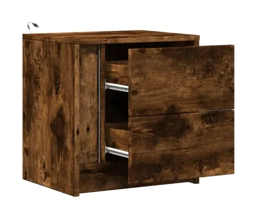 Naktsskapīši Ar Led, 2 Gab., Ozolkoka Krāsā, Inženierijas Koks Vidaxl