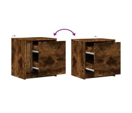 Naktsskapīši Ar Led, 2 Gab., Ozolkoka Krāsā, Inženierijas Koks Vidaxl