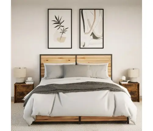 Naktsskapīši Ar Led, 2 Gab., Ozolkoka Krāsā, Inženierijas Koks Vidaxl