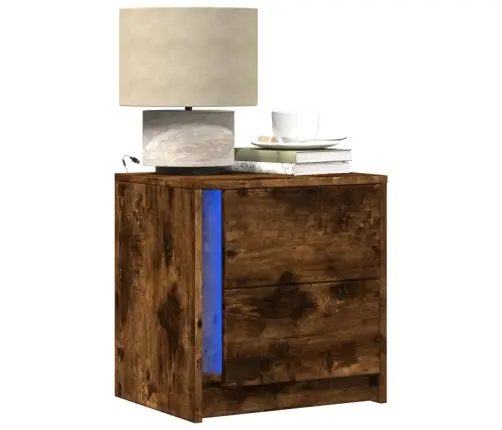 Naktsskapīši Ar Led, 2 Gab., Ozolkoka Krāsā, Inženierijas Koks Vidaxl