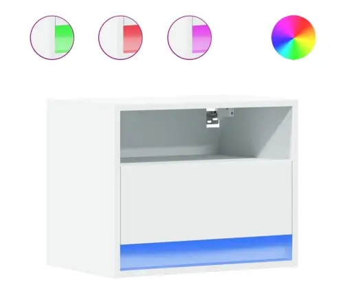 Sienas Naktsskapīši Ar Led Apgaismojumu, 2 Gab., Balti Vidaxl