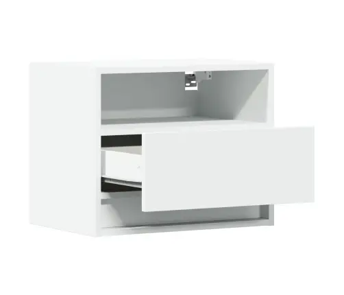 Sienas Naktsskapīši Ar Led Apgaismojumu, 2 Gab., Balti Vidaxl