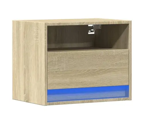 Sienas Naktsskapītis Ar Led Apgaismojumu, Ozola Krāsa Vidaxl