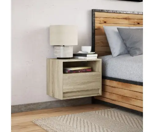 Sienas Naktsskapītis Ar Led Apgaismojumu, Ozola Krāsa Vidaxl