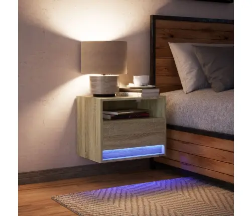 Sienas Naktsskapītis Ar Led Apgaismojumu, Ozola Krāsa Vidaxl