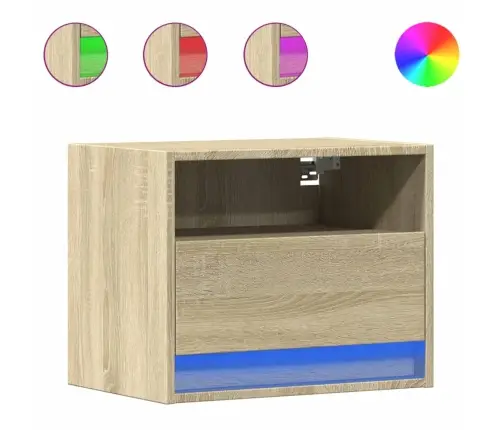 Sienas Naktsskapīši Ar Led Apgaismojumu, 2 Gab., Ozola Krāsa Vidaxl