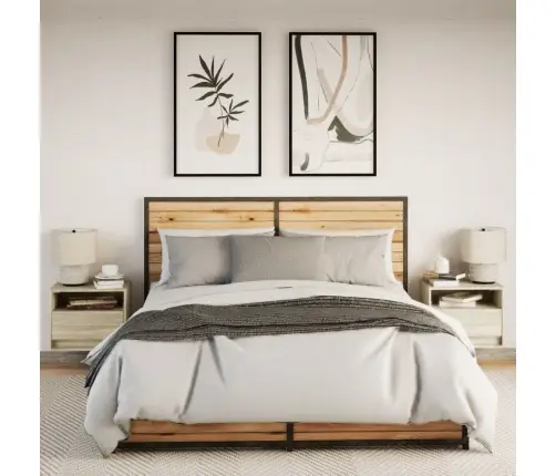 Sienas Naktsskapīši Ar Led Apgaismojumu, 2 Gab., Ozola Krāsa Vidaxl