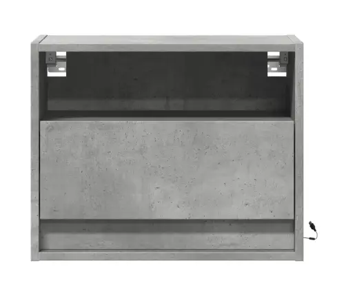 Sieninės Naktinės Spintelės Su Led, 2Vnt., Betono Pilkos