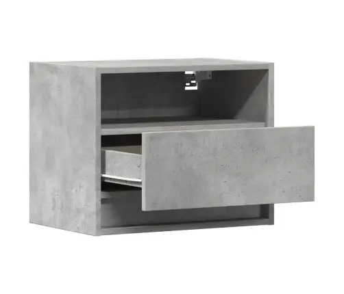 Sieninės Naktinės Spintelės Su Led, 2Vnt., Betono Pilkos