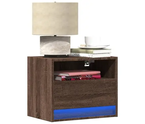 Sienas Naktsskapītis Ar Led Apgaismojumu, Ozola Krāsa Vidaxl