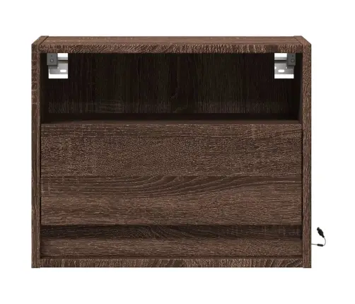 Sieninės Naktinės Spintelės Su Led, 2Vnt., Rudos Ąžuolo