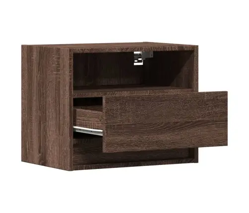 Sieninės Naktinės Spintelės Su Led, 2Vnt., Rudos Ąžuolo