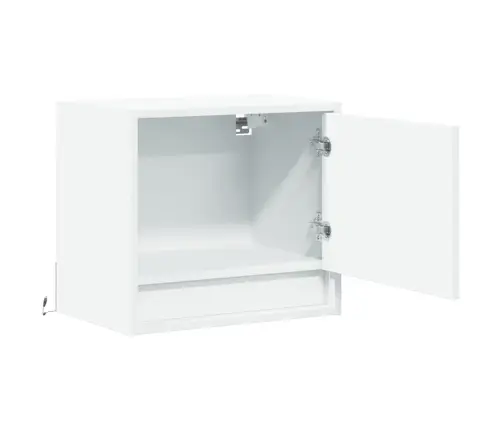 Sienas Naktsskapītis Ar Led Apgaismojumu, Balti Vidaxl