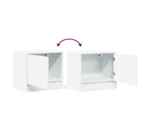 Sienas Naktsskapītis Ar Led Apgaismojumu, Balti Vidaxl