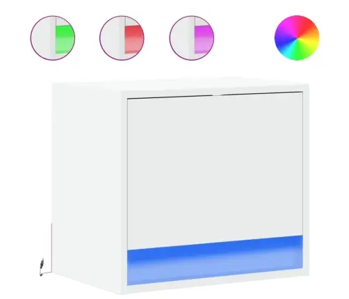 Sienas Naktsskapīši Ar Led Apgaismojumu, 2 Gab., Balti Vidaxl