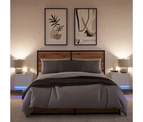 Sienas Naktsskapīši Ar Led Apgaismojumu, 2 Gab., Balti Vidaxl