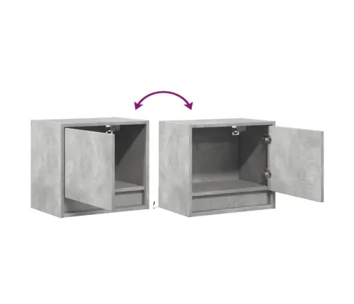 Sienas Naktsskapīši Ar Led Apgaismojumu, 2 Gab., Betona Pelēki Vidaxl