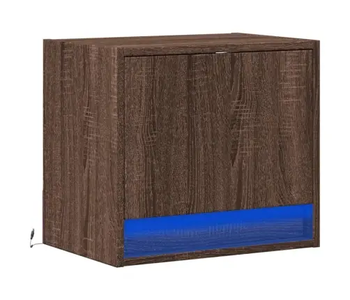 Prie Sienos Montuojama Naktinė Spintelė Su Led, Ruda Ąžuolo