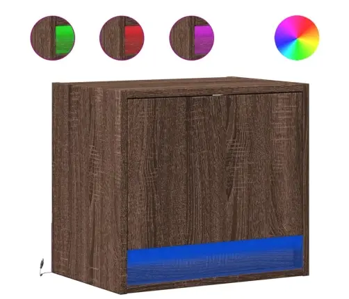 Sienas Naktsskapīši Ar Led Apgaismojumu, 2 Gab., Ozola Krāsa Vidaxl