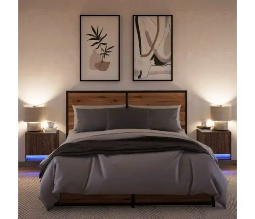 Sienas Naktsskapīši Ar Led Apgaismojumu, 2 Gab., Ozola Krāsa Vidaxl