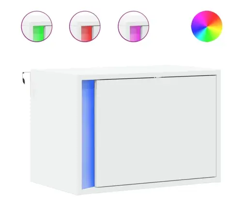 Prie Sienos Montuojama Naktinė Spintelė Su Led, Balta