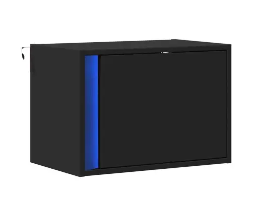 Sienas Naktsskapīši Ar Led Apgaismojumu, Melni Vidaxl