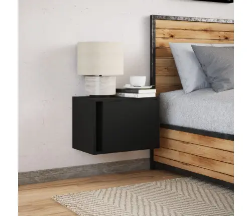 Sienas Naktsskapīši Ar Led Apgaismojumu, Melni Vidaxl